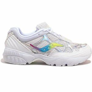 Saucony Grid Web White Iridescent Running Sneakers Mens 8.5
